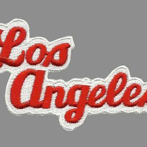 Los Angeles California Iron on Patch Red White Script Souvenir Travel Patch Appl